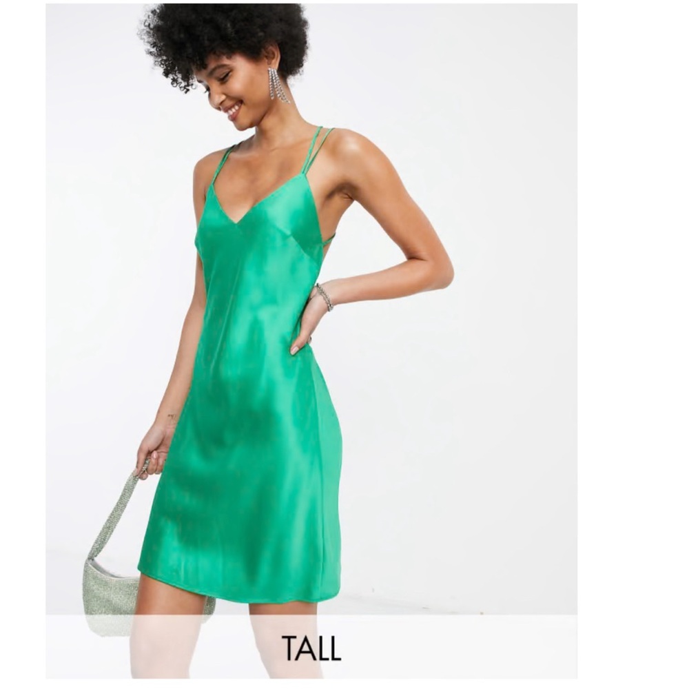Emerald Green Satin Dress